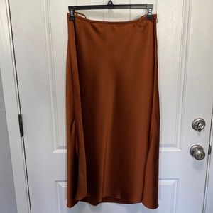 Antonio Melani copper silk midi dress